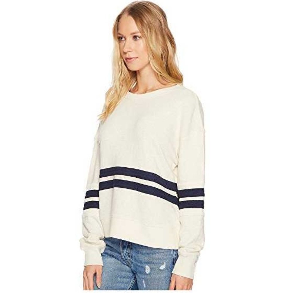 NWT Splendid Heather Natural Grey Seabrook Rugby Stripe Sweater Sze XL $130 E020